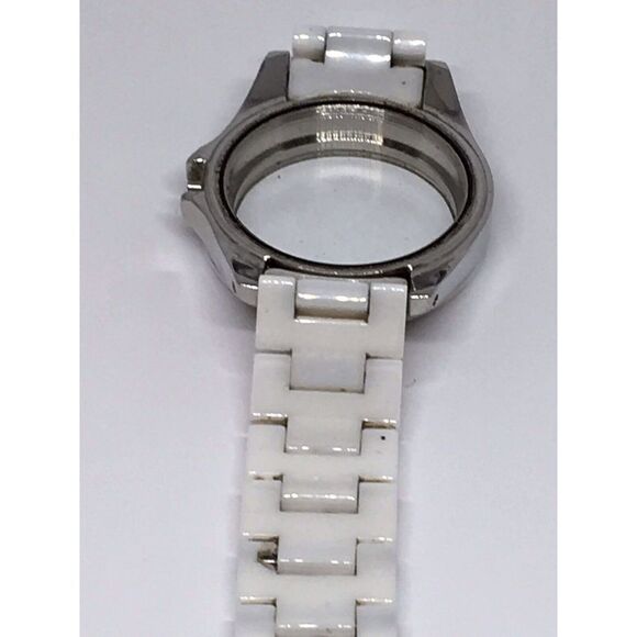 Michael Kors Ceramic Watch Bracelet Case Links Parts Band 18mm White A628 - Picture 8 of 9
